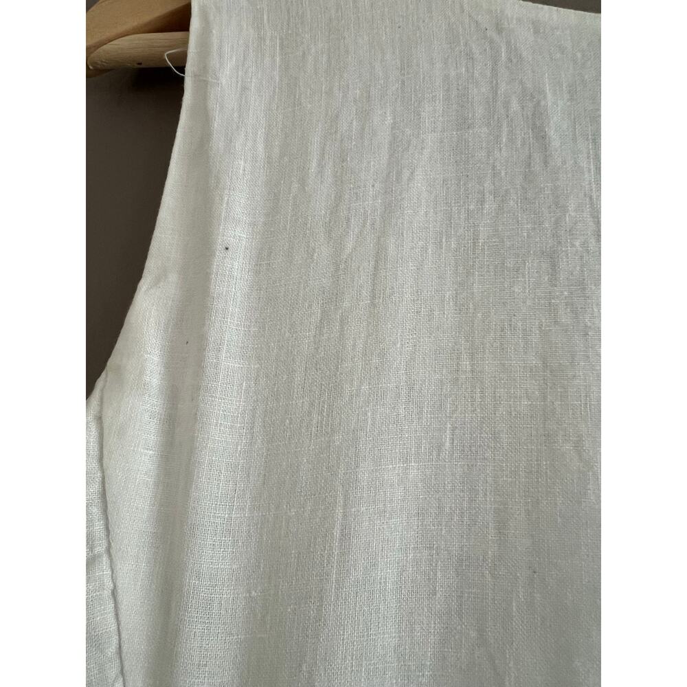 Eileen Fisher Irish Linen Swiss Dot Sleeveless Dress White A-Line Midi PS *Flaws - Picture 9 of 13